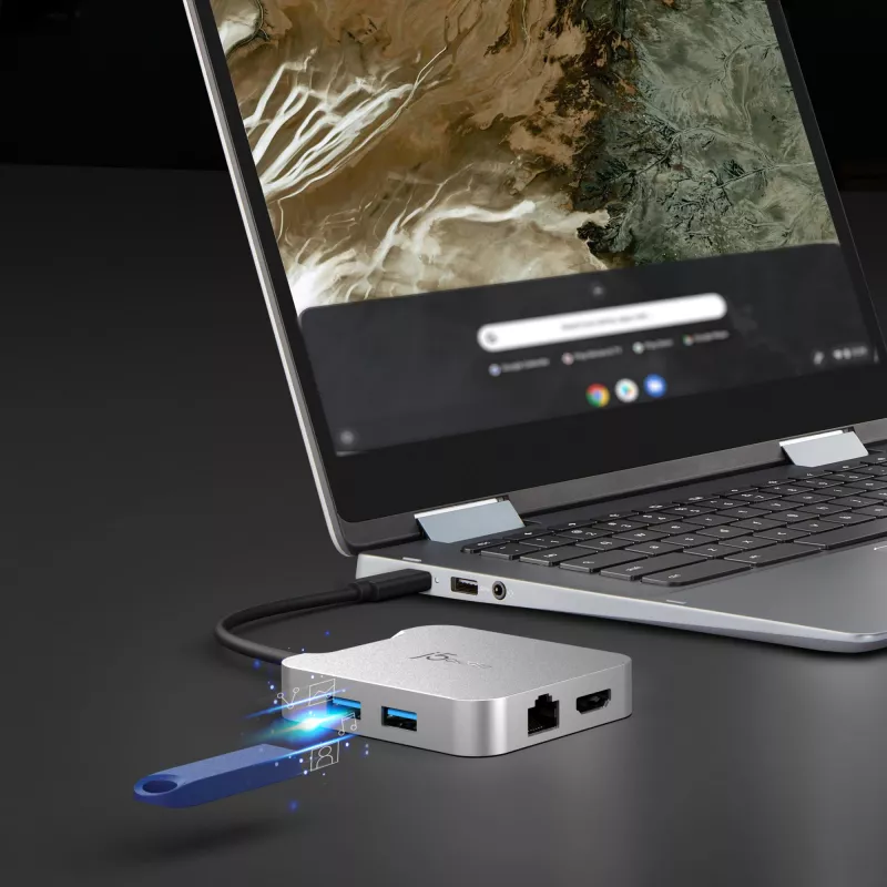 j5create JCD391 4K60 Elite USB-C® PD vairāku pieslēgvietu adapteris, sudraba krāsa