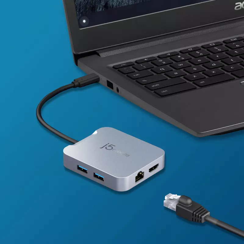 j5create JCD391 4K60 Elite USB-C® PD vairāku pieslēgvietu adapteris, sudraba krāsa