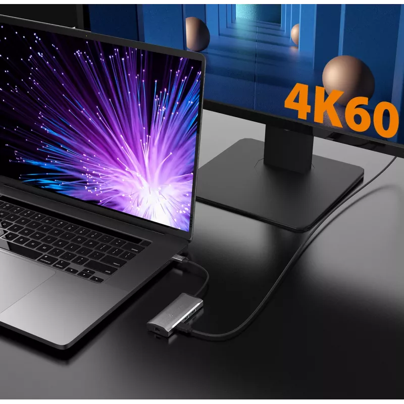 j5create JCD392 4K60 Elite USB-C® 10Gbps Travel Dock, kosmosa pelēks