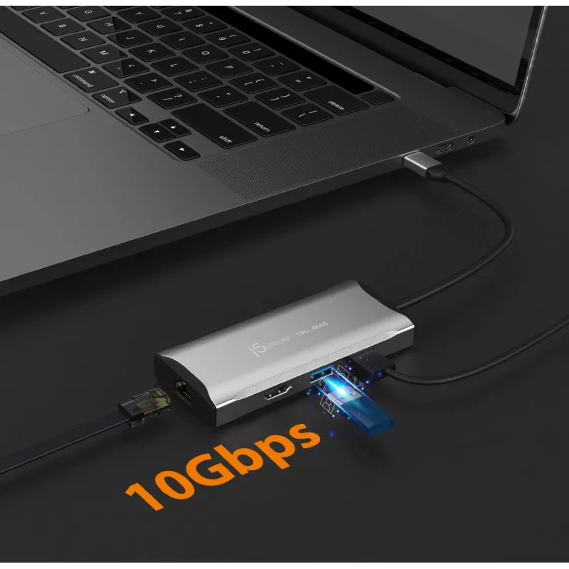j5create JCD392 4K60 Elite USB-C® 10Gbps Travel Dock, kosmosa pelēks