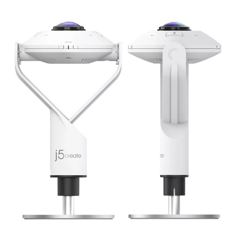 j5create JVCU360 360° visapkārtējā tīmekļa kamera, 1080p video uzņemšanas izšķirtspēja, balta un melna