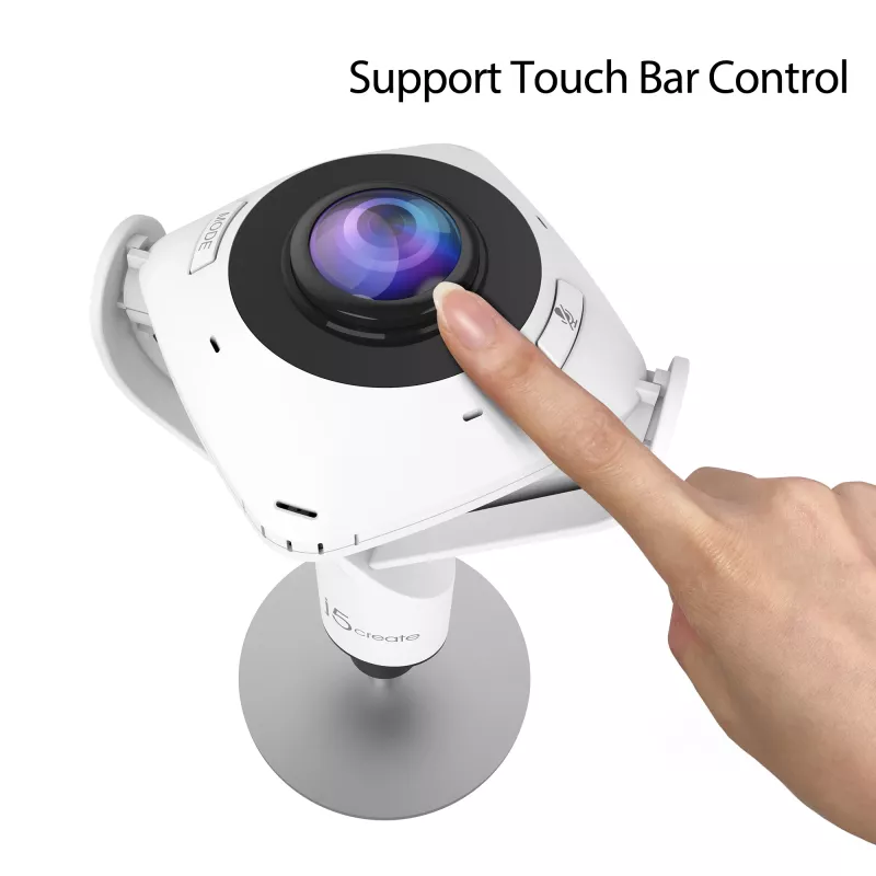 j5create JVCU360 360° visapkārtējā tīmekļa kamera, 1080p video uzņemšanas izšķirtspēja, balta un melna