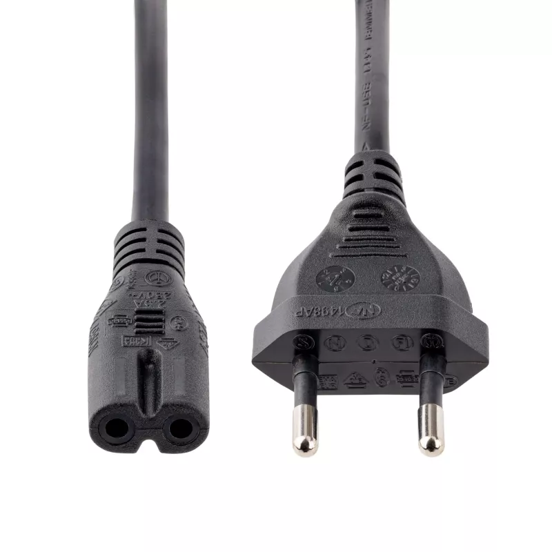 StarTech.com 3m (10 pēdu) klēpjdatora strāvas vads, EU kontaktdakša uz C7, 2.5A 250V, 18AWG, klēpjdatora rezerves vads, printera strāvas kabelis, klēpjdatora lādētāja vads, klēpjdatora strāvas bloka vads, melns