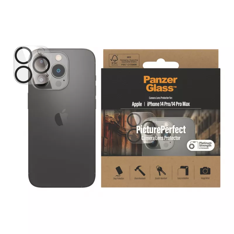 Kameras objektīva aizsargs PanzerGlass Apple iPhone 14 Pro 14 Pro Max Skrāpējumiem Triecieniem Izturīgs