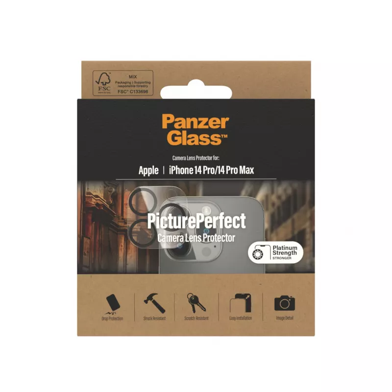 Kameras objektīva aizsargs PanzerGlass Apple iPhone 14 Pro 14 Pro Max Skrāpējumiem Triecieniem Izturīgs