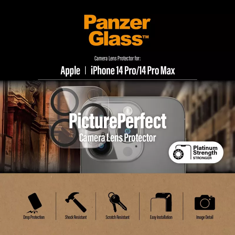Kameras objektīva aizsargs PanzerGlass Apple iPhone 14 Pro 14 Pro Max Skrāpējumiem Triecieniem Izturīgs