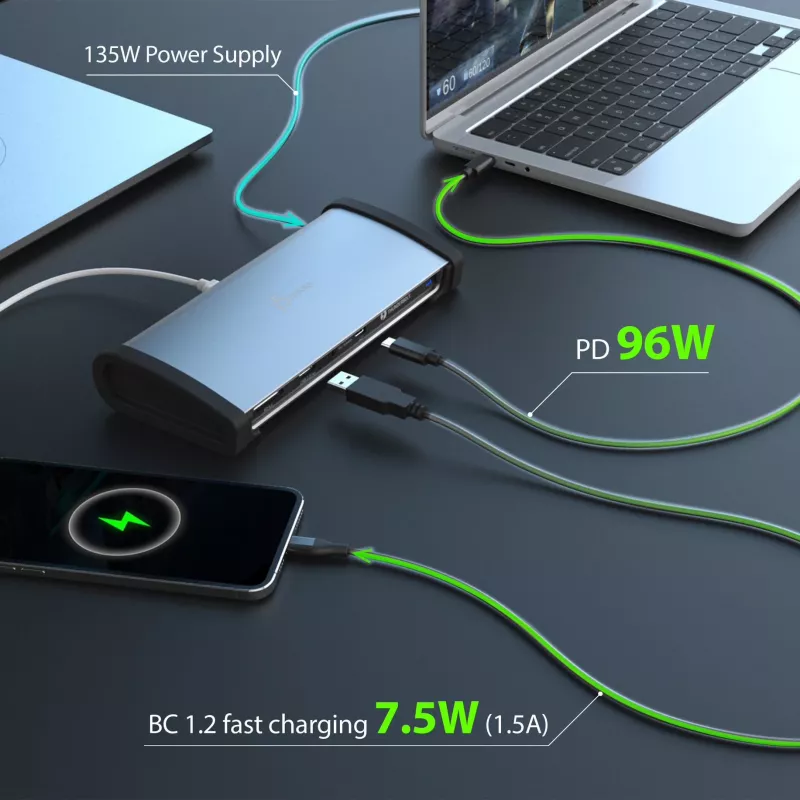 j5create JTD562 - 8K Thunderbolt™ 4 dokstacija - ES, vadu, Thunderbolt 4, 96 W, 3,5 mm, 10,100,1000 Mbit/s, pelēka