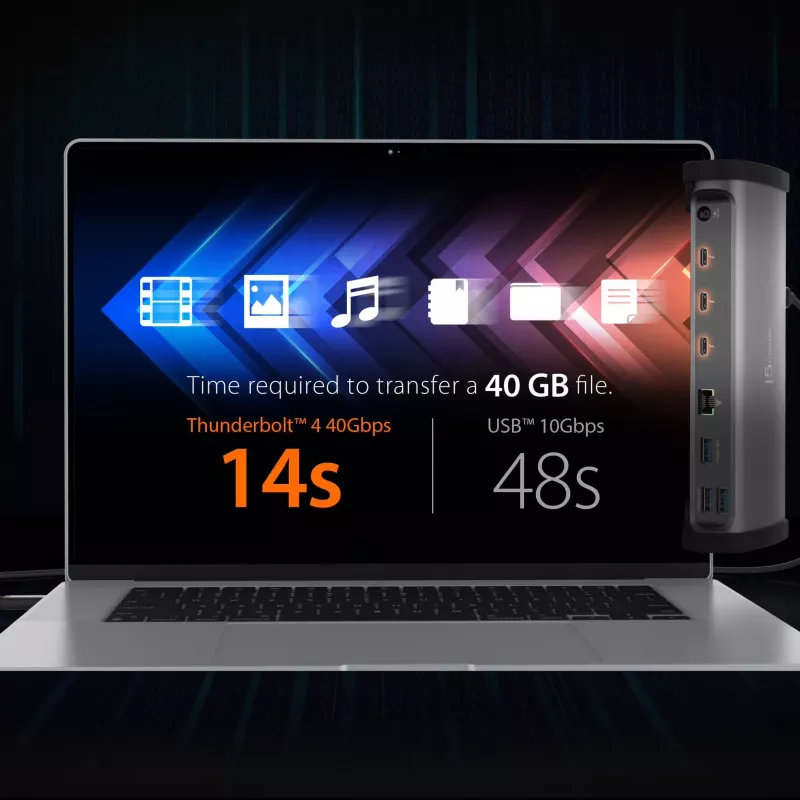j5create JTD562 - 8K Thunderbolt™ 4 dokstacija - ES, vadu, Thunderbolt 4, 96 W, 3,5 mm, 10,100,1000 Mbit/s, pelēka