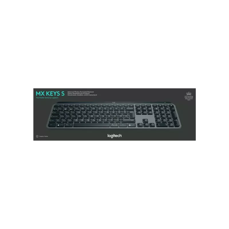 Logitech MX Keys S tastatūra universāla RF bezvadu + Bluetooth AZERTY beļģu grafīta krāsā