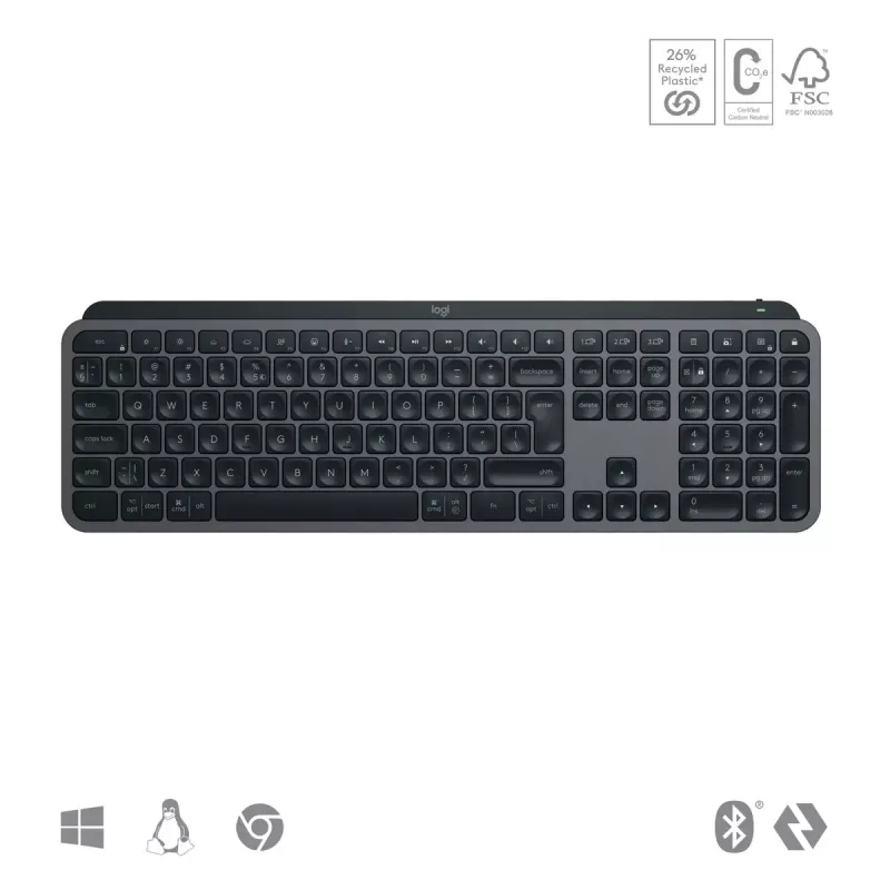 Logitech MX Keys S tastatūra universāla RF bezvadu + Bluetooth AZERTY beļģu grafīta krāsā