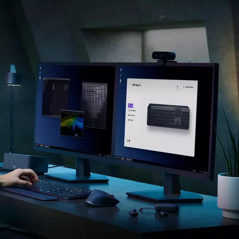 Logitech MX Keys S tastatūra universāla RF bezvadu + Bluetooth AZERTY beļģu grafīta krāsā