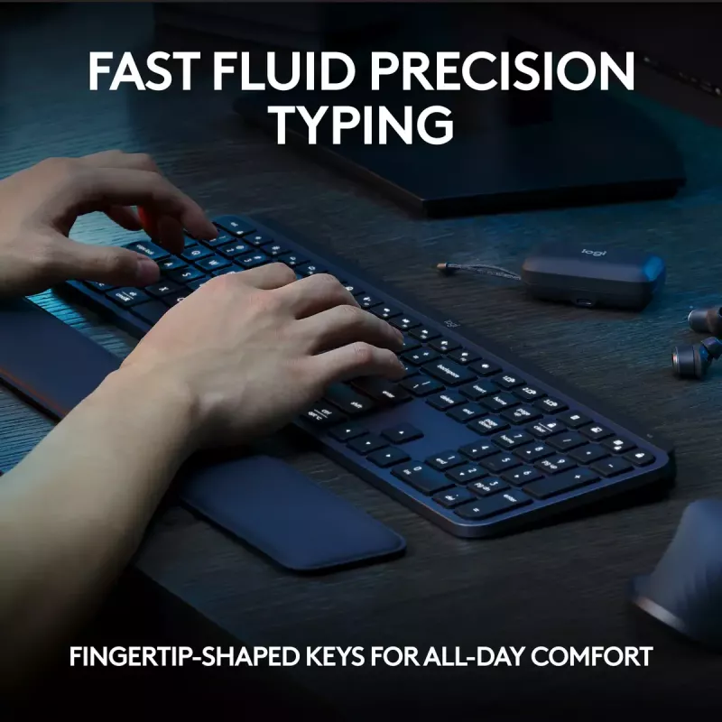 Logitech MX Keys S tastatūra universāla RF bezvadu + Bluetooth AZERTY beļģu grafīta krāsā