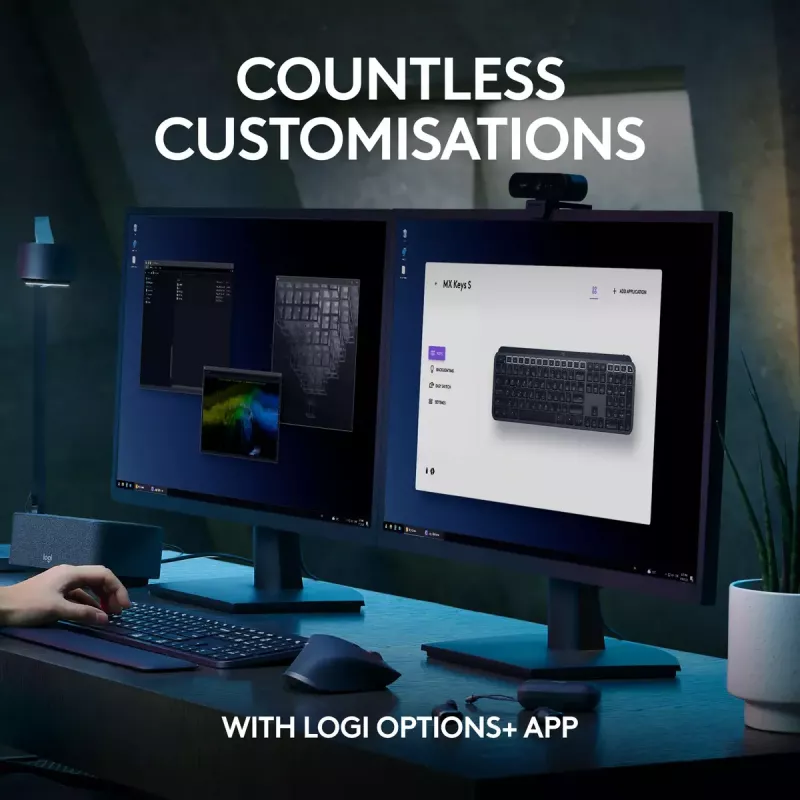 Logitech MX Keys S tastatūra universāla RF bezvadu + Bluetooth AZERTY beļģu grafīta krāsā