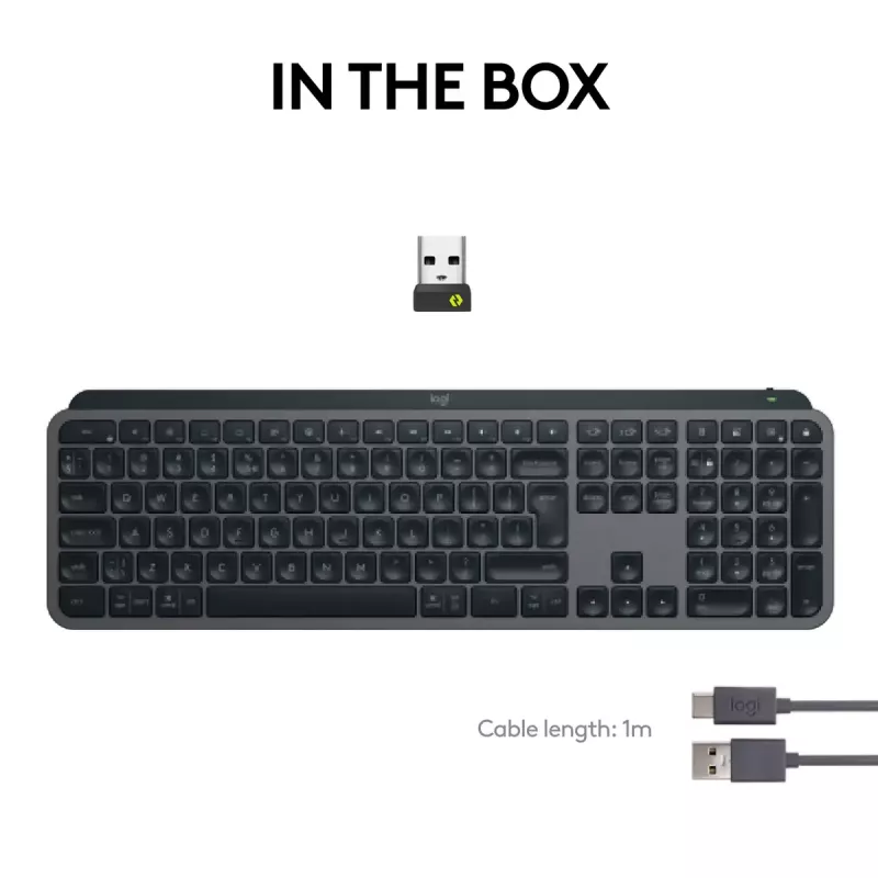 Logitech MX Keys S tastatūra universāla RF bezvadu + Bluetooth AZERTY beļģu grafīta krāsā