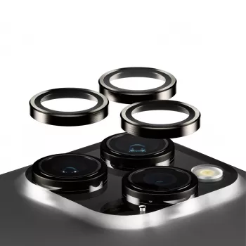 PanzerGlass ® Hoops® Metāla Kameras Objektīva Aizsargs Melns iPhone 15 Pro | 15 Pro Max