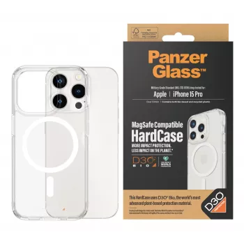 PanzerGlass ® HardCase Transparent w. balta MagSafe & D3O® iPhone 15 Pro