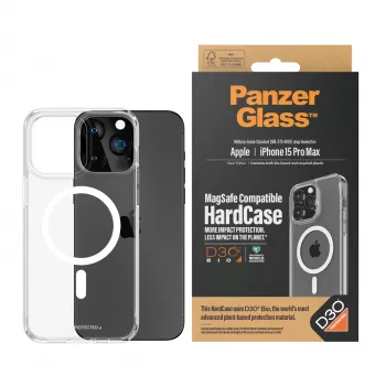 PanzerGlass ® HardCase caurspīdīgs ar baltu MagSafe un D3O® iPhone 15 Pro Max