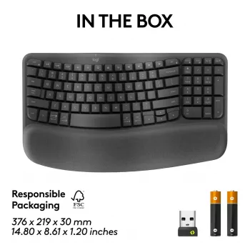 Logitech Wave Keys for Business ergonomiskā tastatūra pilna izmēra bezvadu