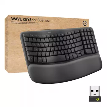Logitech Wave Keys for Business ergonomiskā tastatūra pilna izmēra bezvadu