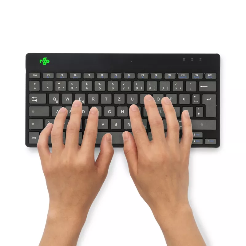 R-Go Tools Ergonomiskā tastatūra R-Go Compact Break, kompakta tastatūra ar pārtraukuma programmatūru, QWERTZ (DE), Bluetooth, melna