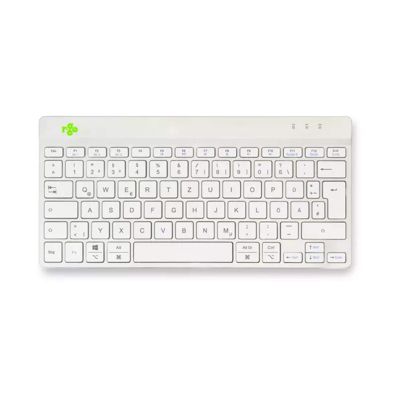 R-Go Tools ergonomiskā tastatūra R-Go Compact Break, kompakta tastatūra ar pārtraukuma programmatūru, QWERTZ (DE), Bluetooth, balta