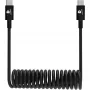 DEQSTER Spirālveida lādēšanas kabelis USB-C uz USB-C, 0,8 m, USB C, USB C, 0,48 Gbit/s, melns