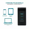 Ravanson Mobilis lādētājs 100W GaN 2×USB‑C + 1×USB‑A maiņstrāvas iekštelpu — klēpjdatoram, viedtālrunim, planšetdatoram — Melns