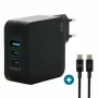 Ravanson Mobilis lādētājs 100W GaN 2×USB‑C + 1×USB‑A maiņstrāvas iekštelpu — klēpjdatoram, viedtālrunim, planšetdatoram — Melns