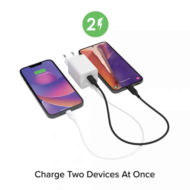 Strāvas adapteris Zagg 50 W, 2× USB-C, balts — Zagg mophie essentials