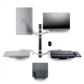 StarTech.com Sienas montāžas darbstacija, VESA stiprinājums 32 collu monitoriem (22 mārciņas/10 kg), pilnībā locīklu viena monitora stiprinājums un tastatūras paliktnis ar galda datora/PC kronšteinu, stāvgalds