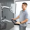 StarTech.com Sienas montāžas darbstacija, VESA stiprinājums 32 collu monitoriem (22 mārciņas/10 kg), pilnībā locīklu viena monitora stiprinājums un tastatūras paliktnis ar galda datora/PC kronšteinu, stāvgalds