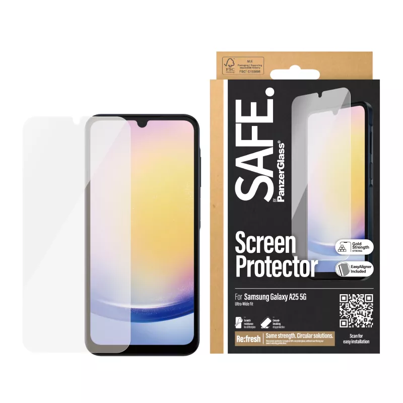 PanzerGlass SAFE. by ® Ekrāna aizsargs Samsung Galaxy A25 5G | Ultra-Wide Fit ar EasyAligner