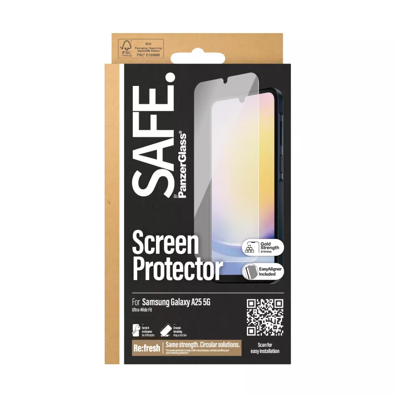 PanzerGlass SAFE. by ® Ekrāna aizsargs Samsung Galaxy A25 5G | Ultra-Wide Fit ar EasyAligner