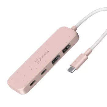 USB-C centrmezgls j5create JCH342ER-N 4 portu Type-C Type-A Gen 2 10000 Mbit/s rozā