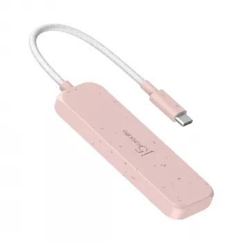 USB-C centrmezgls j5create JCH342ER-N 4 portu Type-C Type-A Gen 2 10000 Mbit/s rozā