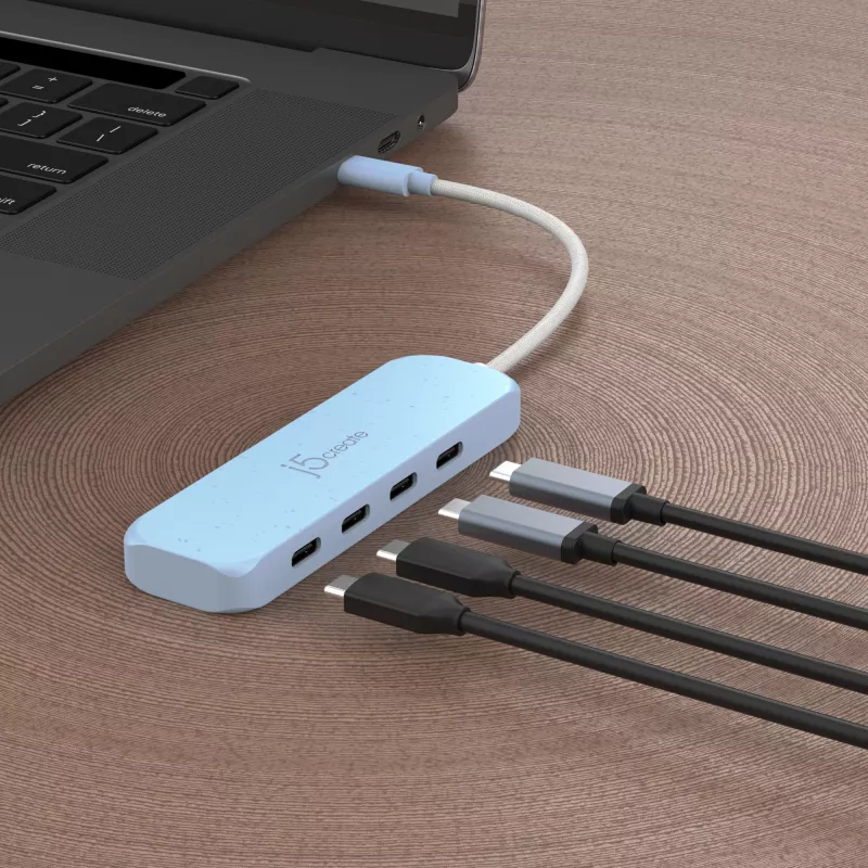 USB-C centrmezgls j5create JCH345EC-N 4-portu Type-C Gen 2 10000 Mbit/s