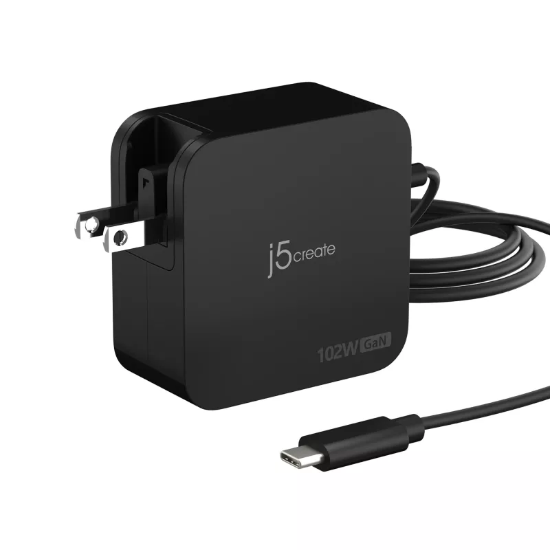 j5create 102W GaN PD USB-C 2 portu lādētājs ar maināmiem maiņstrāvas spraudņiem
