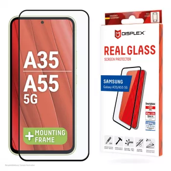 Displex pilna pārklājuma ekrāna aizsargs (10H) Samsung Galaxy A35/A55 5G, Eco montāžas rāmis, pilns pārklājums