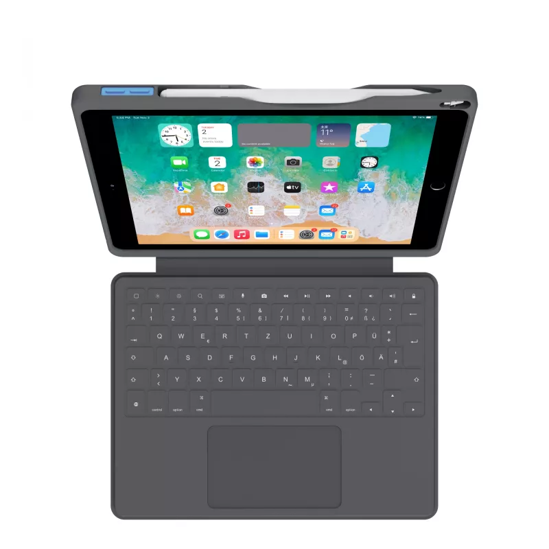 ASTAR DEQSTER Smart Rugged Touch Plus tastatūra 10,2 collas — QWERTZ vācu, mehāniskie slēdži, viedā savienotāja dokstacija, pelēka