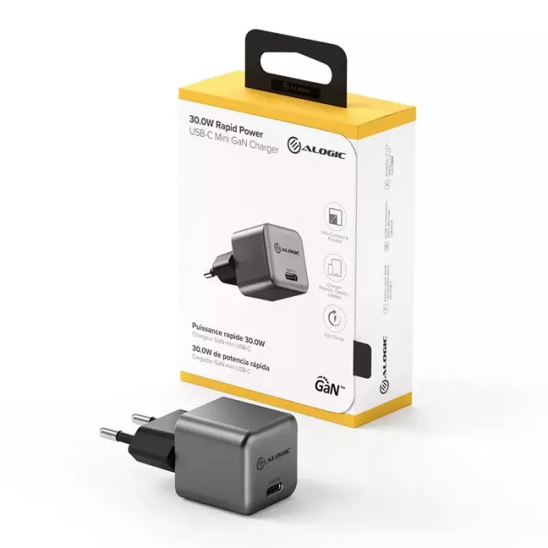 ALOGIC 1X30 30W Rapid Power USB-C MINI GaN lādētājs iekštelpām Maiņstrāva Mobilais tālrunis Klēpjdators Viedtālrunis Planšetdators