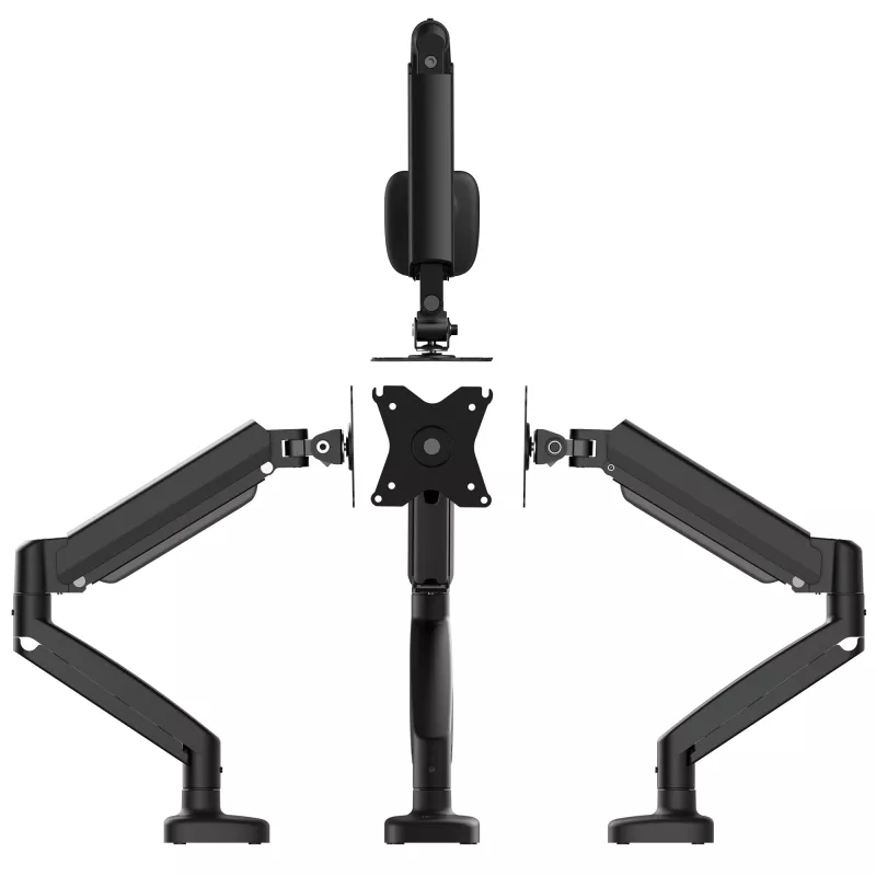 j5create JTSA101 Ergonomic Monitor Mount Melns Clamp Grommet 8 kg 17 to 32 inch