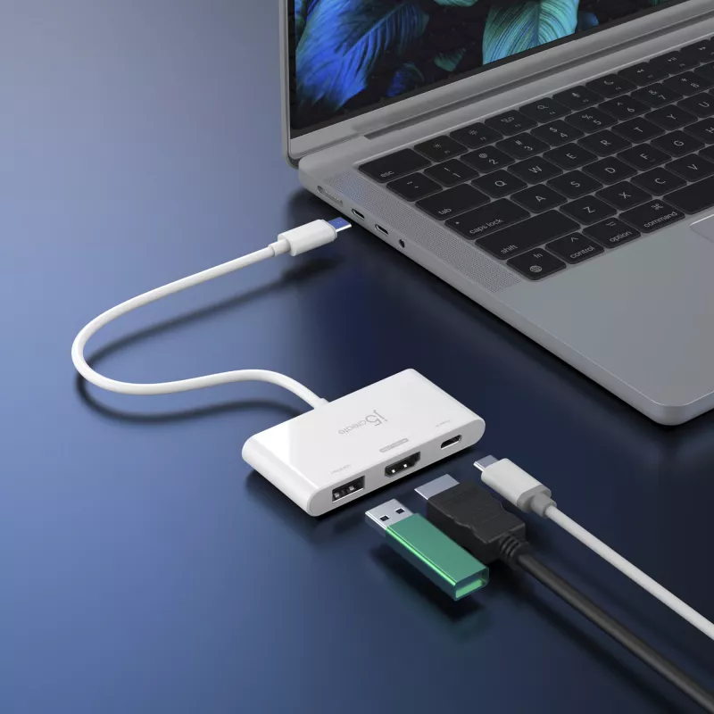 j5create JCA399 USB-C® uz HDMI™ 4K144Hz un USB™ 3.2 ar jaudas piegādi 100W, Balts
