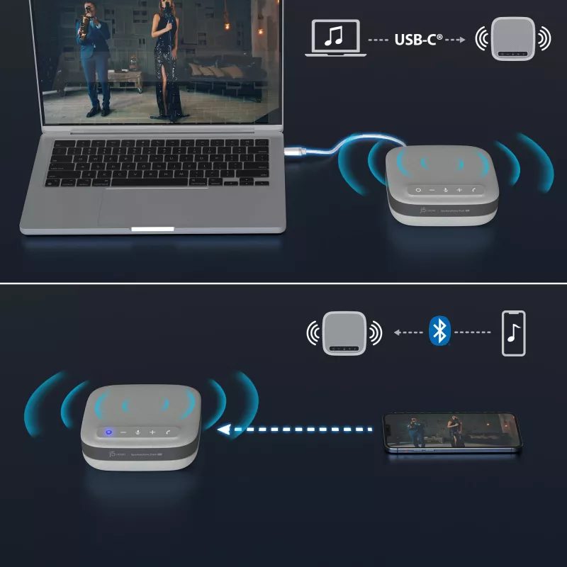 j5create JCDS337 USB-C® Dual 4K Speakerphone Dock Pro, Melns