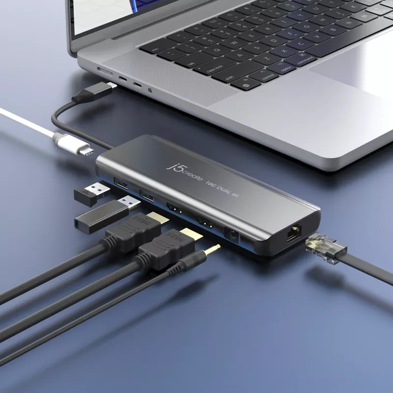 j5create JCD398 USB-C® Dual 4K HDMI™ 10Gbps Mini dokstacija, melna