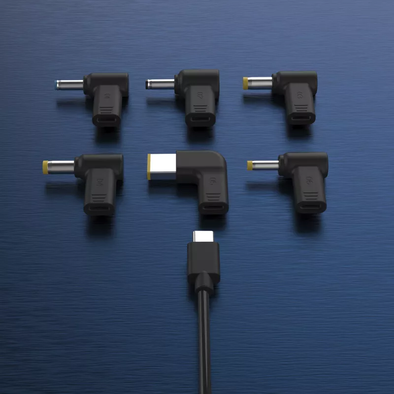 j5create JUP1565DC 67W GaN PD USB-C® mini lādētājs ar 6 veidu līdzstrāvas savienotājiem, ES, melns