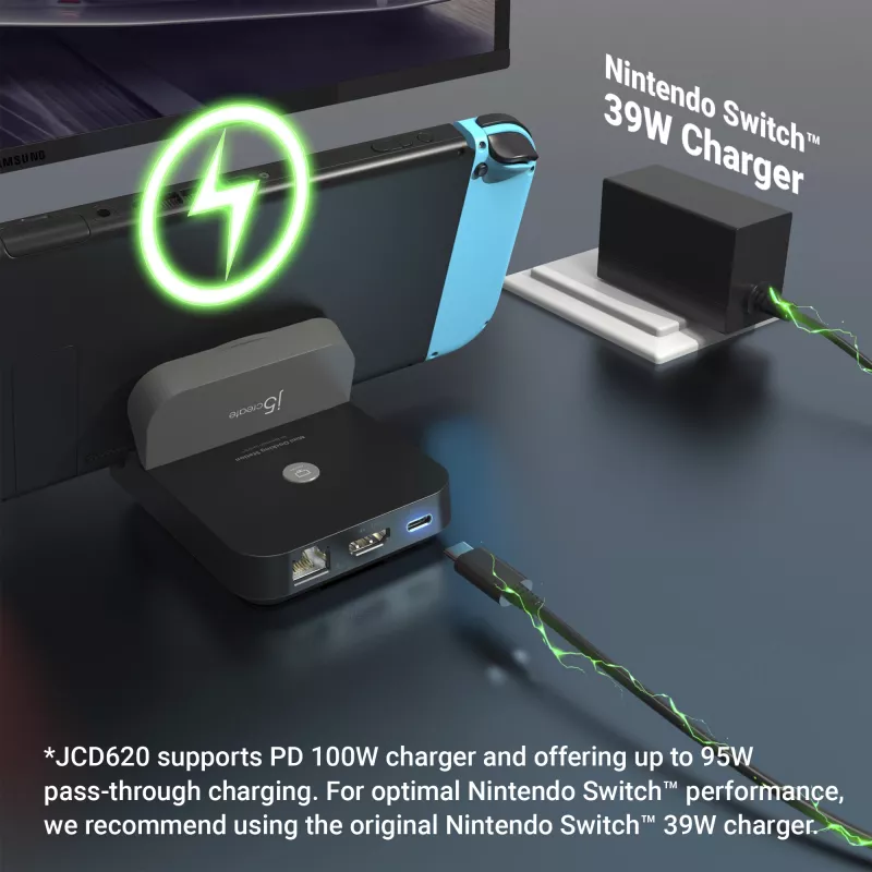 j5create JCD620 Mini Docking Station for Nintendo Switch™, Melns