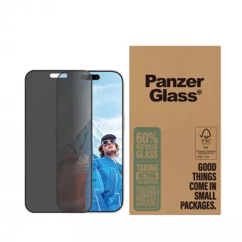 PanzerGlass Privātuma Ekrāna Aizsargs iPhone 16 Pro Īpaši Plaša Piemērotība Pret Skrāpējumiem Triecienizturīgs