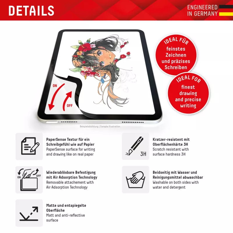 Displex TABLET PAPERSENSE for iPad Pro 11'' (2025/2024), removable writing or drawing film with Paper Feeling