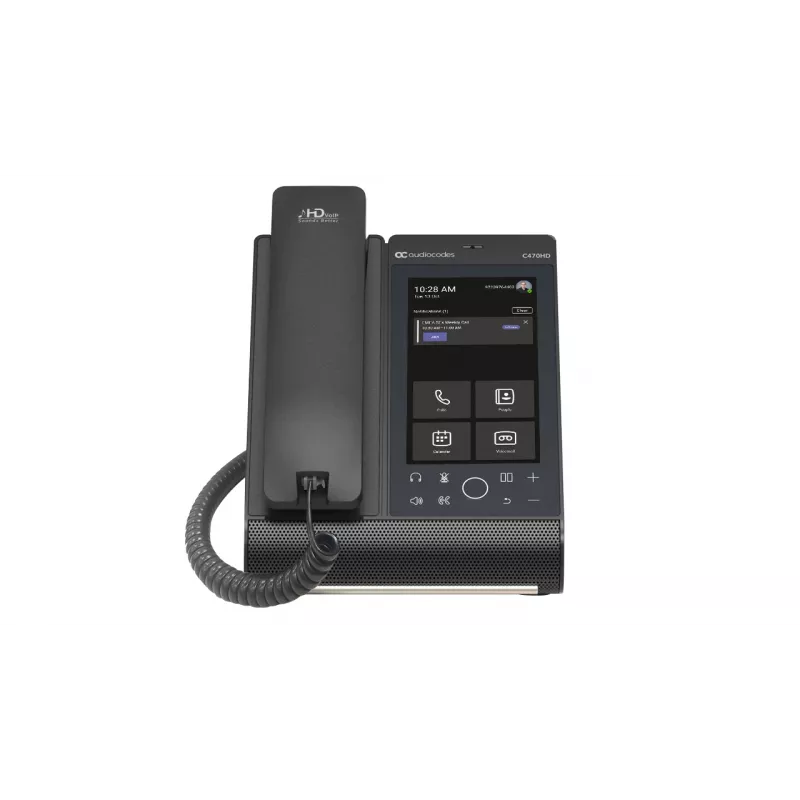 AudioCodes Teams C470HD Total Touch IP tālrunis, PoE, GbE ar integrētu BT un divjoslu Wi-Fi