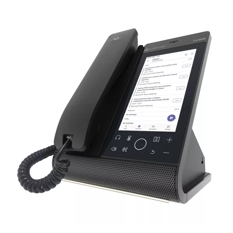AudioCodes Teams C470HD Total Touch IP tālrunis, PoE, GbE ar integrētu BT un divjoslu Wi-Fi